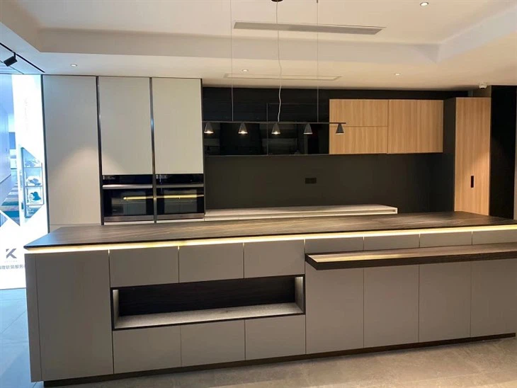 2mm Glass Front Kitchen Cabinet-matte white (3)